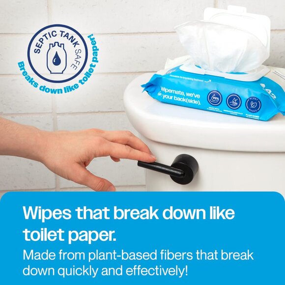 Wipemate Ultra Flushable Butt Wipes Soothing Vitamin E & Aloe, Coconut 252 count - Picture 4 of 5